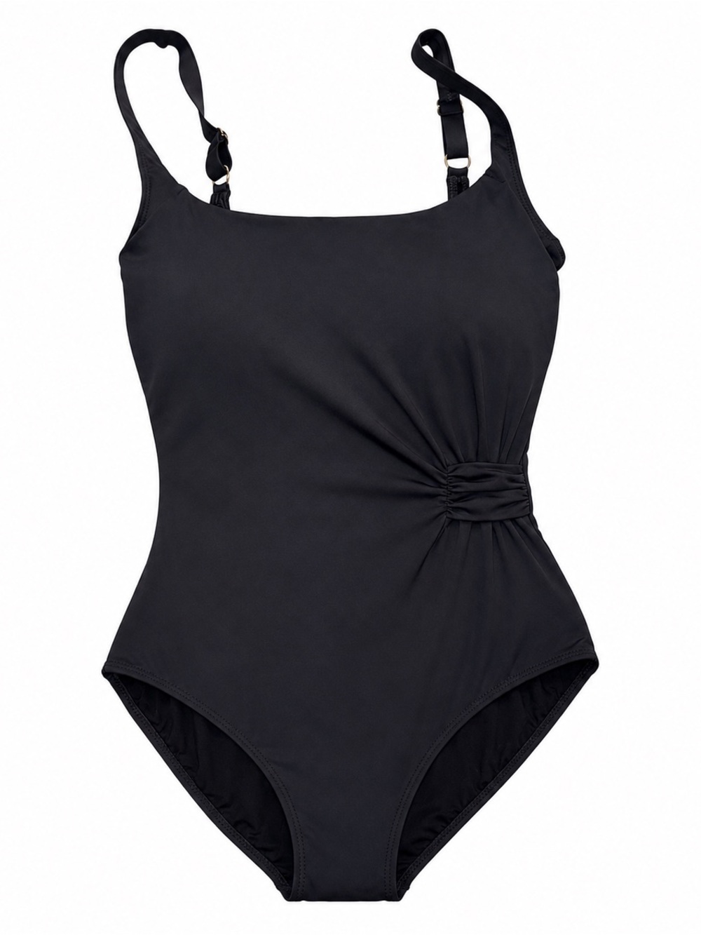 Gottex Classics Black One Piece Swimsuit Size 10 NWT Ruched Tummy Control $158